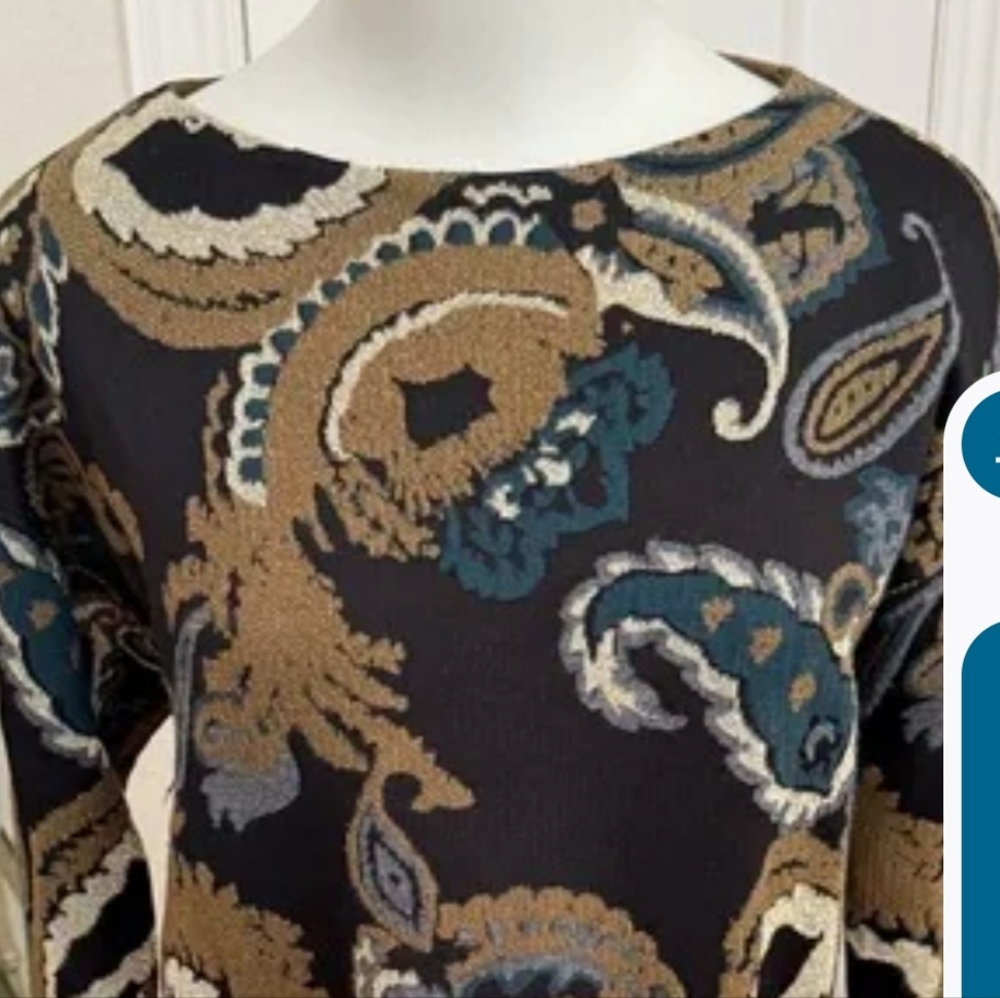 Lafayette 148 New York Striped Paisley Sweater